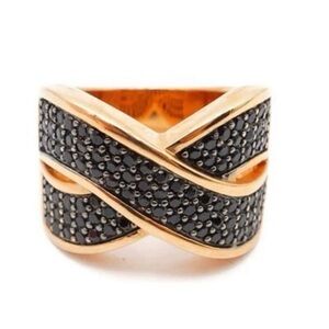 Milor Black and Rosegold Crisscross Ring